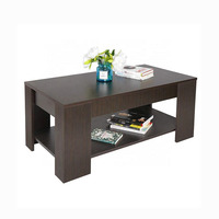 Table basse multifonctionnelle en MDF noir réglable et extensible, convertible en table à manger