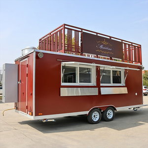 Remorque alimentaire mobile à deux étages avec terrasse supérieure et <span class=keywords><strong>escalier</strong></span> en colimaçon, remorque de restauration commerciale <span class=keywords><strong>pour</strong></span> entreprise de café - Product Image 1