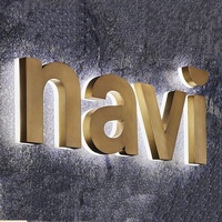 Plaque de numéro de maison moderne rétroéclairée 3D LED étanche |   Logo en métal noir et or |   Lettres personnalisées pour devantures de magasins, intérieur/extérieur