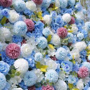 Muro de Flores Artificiales de Rosas Azules, Decoración Floral para Bodas, Popular en Internet - Product Image 6