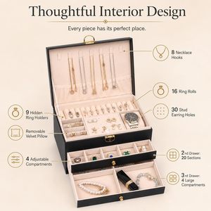 Handmade Three Layer <b>Earring</b> Rings Storage Big Drawer Jewelry <b>Box</b> Packaging - Product Image 2