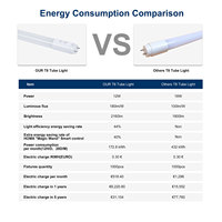 PIR Motion T5 LED Batten 2FT 9W 12W 60cm Smart Energy Saving 6500K Cool White CE ROHS Office Indoor Lighting