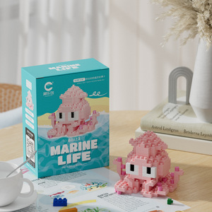 I Micro mattoni educativi del mondo del mare impostano animali fai da te Mini blocchi di costruzione di organismi marini giocattoli impilabili in plastica per età 5-7 anni - Product Image 4
