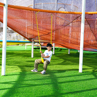Aire de jeux trampoline en corde tressée pour l'extérieur avec bateau gonflable à bascule pour parcs, campings et centres de villégiature familiaux
