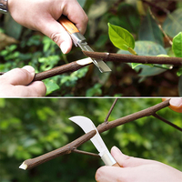 Échantillon Gratuit Couteau de Jardinage Pliant à Double Lame en Acier CR13 pour Greffage et Coupe de Plantes