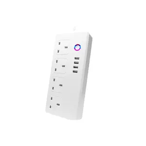 Tuya Smart Life Prise de courant Smart UK Prise de courant 13A avec 4 ports USB Fonctionne avec Amazon Alexa Google Assistant