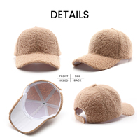 Casquette de baseball en peluche d'hiver, couleur unie, chaude et moelleuse, 6 panneaux, coupe-vent, décontractée, pour hommes et femmes