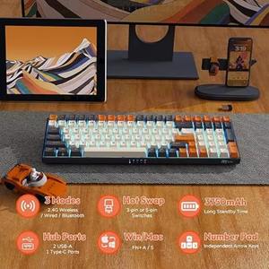 Nouveau clavier mécanique sans fil <span class=keywords><strong>RK100</strong></span>, rétroéclairage <span class=keywords><strong>RGB</strong></span>, Bluetooth 5.1/2.4G/filaire, 110 touches, taille standard, clavier de jeu à commutation à chaud, clavier multimédia - Product Image 5