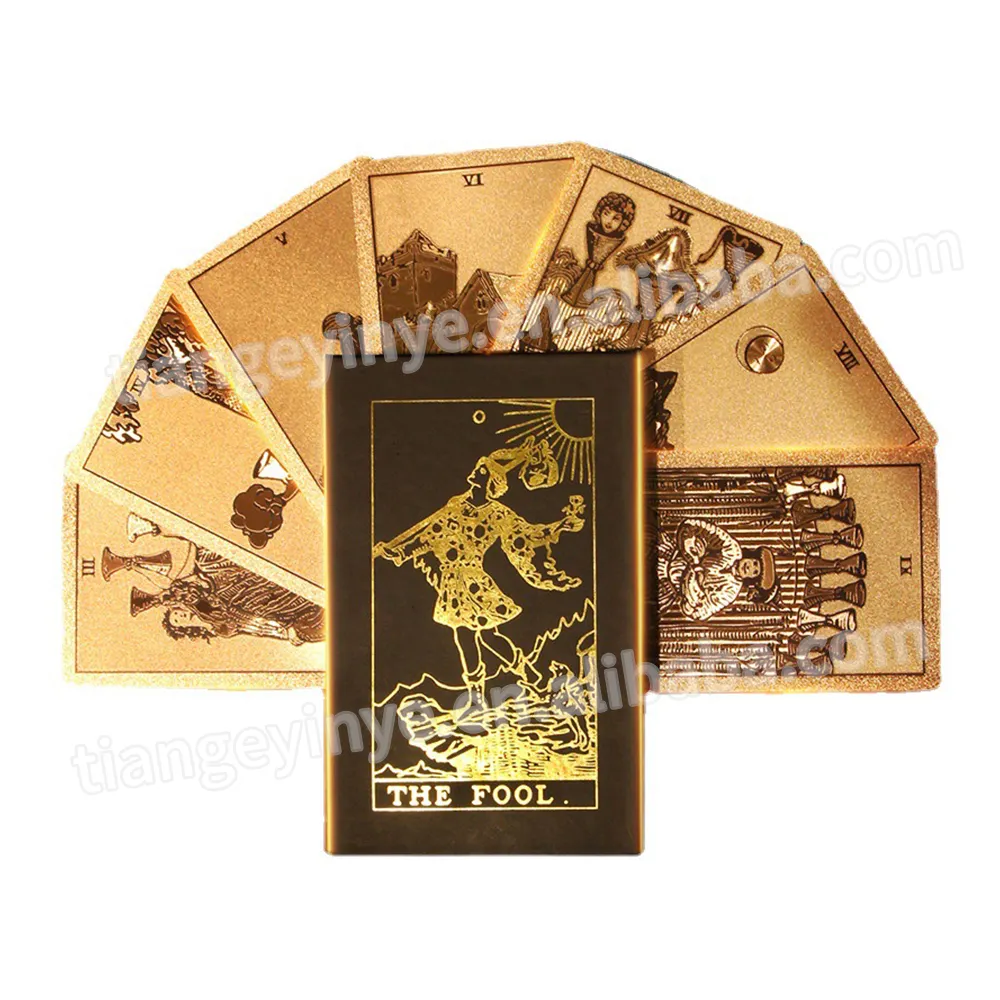 カスタム印刷78個の金箔タロットカードカスタムOracle Angelsゴールデンタロットゴールドエッジ付き