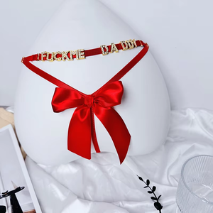 2025 rouge grand arc noël personnalisé strass lettres spécial string réglable caleçon pour les femmes - Product Image 3