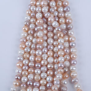 Perlas Sueltas de Agua Dulce Naturales de 18 cm, 9-10 mm, Color Blanco Polvo, Morado Mixto, para Hacer Collares - Product Image 2