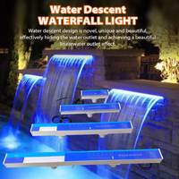 60Cm 90Cm 120Cm Acrylique Led Piscine Colorée Cascade Ip68 Chute Lame Déversoir Mur Descente D'eau Avec Télécommande Intelligente