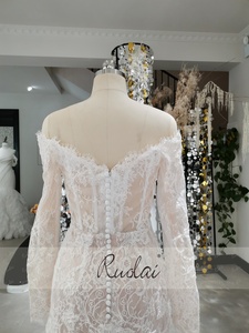<span class=keywords><strong>Vestidos</strong></span> de novia <span class=keywords><strong>cortos</strong></span> civiles de cóctel con lazo desmontable y hombros descubiertos de manga larga Ruolai QW02252 <span class=keywords><strong>para</strong></span> mujer - Product Image 5