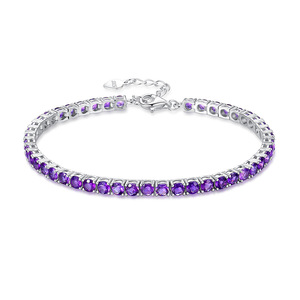 9 Fine 3mm Crystal Tennis Bracelet 925 Sterling Silver Natural <b>Stones</b> White Gold Plated Hip Hop Hand Jewelry - Product Image 1