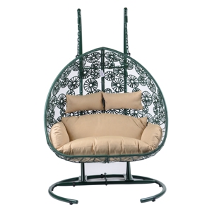 เก้าอี้หวายแบบแขวนกลางแจ้งพร้อมส่งตะกร้าหวายสำหรับเก้าอี้ชิงช้าแขวนเฟอร์นิเจอร์ลานกลางแจ้งพร้อมขาตั้ง - Product Image 2