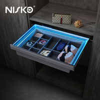 NISKO Panier de rangement pour sous-vêtements à lumière LED Matériel de garde-robe avec fonction d'éclairage innovante avec couvercle
