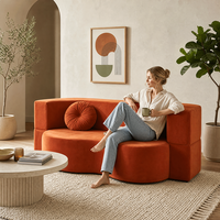 Anti-Sagging Modulares Schlafsofa mit hochdichtem Schaumstoff, Bodensofa, strapazierfähiges Cord-Schlafsofa für den täglichen Gebrauch im Büro