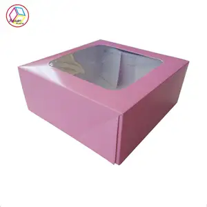Custom folding clear PVC window cake box for cake packaging