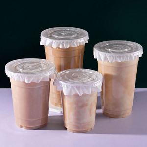 Gobelets jetables en plastique PET de 14 oz, 16 oz, 98 Calibres, 400/500 ml, pour boissons froides, Boba, Bubble Tea, café, avec couvercles et pailles - Product Image 3