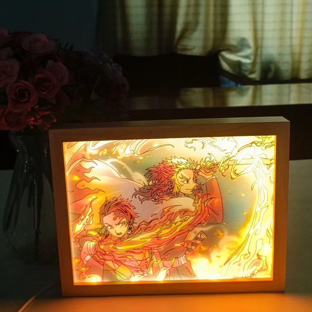 3d Decoratieve Houten Fotolijst Nachtlampje Led Art Frame Lamp Fotolijst Zonneschijn Foto Klein Nachtlampje