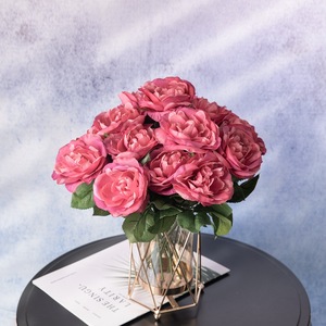 Commercio all'ingrosso singolo artificiale rosa verde Cross-Border fiore finto per decorazioni di nozze nel vento per san valentino - Product Image 5