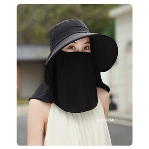 หมวกกันแดดผ้าไหมน้ำแข็งพร้อมผ้าคลุมหน้า ป้องกันรังสียูวี ระบายอากาศได้ดี สำหรับผู้หญิง ใช้ได้ทั้งฤดูร้อนและฤดูใบไม้ผลิ สำหรับกิจกรรมกลางแจ้ง - Product Image 2