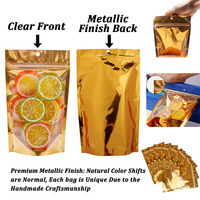Sachets Doypack en Mylar doré 5x8 pouces, anti-odeur, refermables avec fermeture éclair, pour bonbons lyophilisés et bijoux (vente au détail)