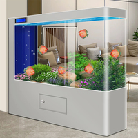 Aquarium autoportant en verre incurvé avec LED intelligente, grand réservoir pour poissons dragons, séparateur de pièce avec meuble pour salon