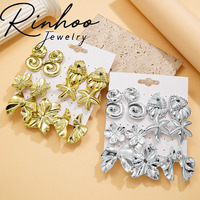 Boucles d'oreilles vintage CCB en or et argent, épaisses et tendance, ensemble de boucles d'oreilles pendantes en forme de fleur, cœur, étoile de mer et spirale, bijoux de mode pour femmes