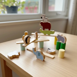 Jouet éducatif en bois : Blocs d'équilibre animaux mignons, dinosaures à empiler, jeu de construction haute, jouet d'assemblage pour interaction parent-enfant - Product Image 3