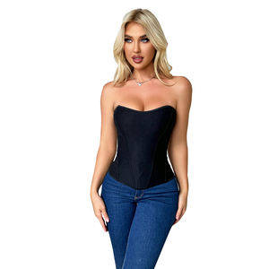 Women Overbust Crocheted Corset Zipper Waist Bustier <strong>Top</strong> <strong>Black</strong> Elegant <strong>Basques</strong> Corselet Eco-Friendly Anti-Bacterial - Product Image 1