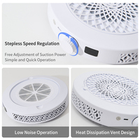 Aspirateur à poussière pour ongles rechargeable de forme ronde, sans balais, puissant, 48 W, aspiration puissante, vitesse de 4000 tr/min, pour salon de manucure