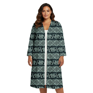Cárdigan Kimono Extra Grande para Mujer, Blusa con Estampado de Tatuaje Polinesio de Plumeria, Cárdigan Holgado con Frente Abierto, Manga Larga, Ropa de Playa - Product Image 4