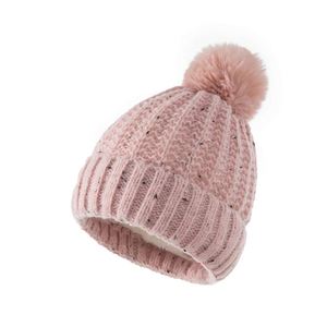 2023 durable personnalisé câble tricoté hiver chaud rose <span class=keywords><strong>bonnet</strong></span> toque chapeaux avec <span class=keywords><strong>pompon</strong></span> - Product Image 3