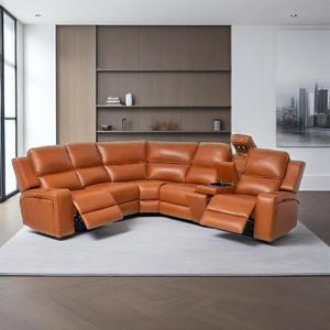 Usine de luxe 5 places en forme de L canapé d'angle sectionnel électrique intelligent inclinable ensemble de canapé fournisseur de la Chine avec chargeur sans fil - Product Image 3