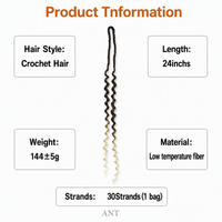 Treccine all'uncinetto pre-legate da 24 pollici, ondulate profonde, morbide, sintetiche, effetto ombré, extension per capelli ricci da donna, per uso quotidiano e feste