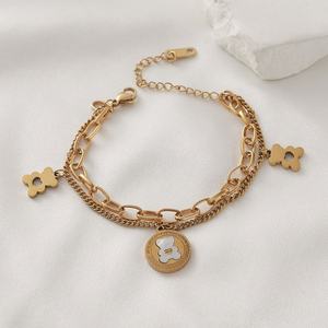 Bracelet à breloques de luxe personnalisé, plaqué or 14k 18k, en acier inoxydable 316l, pour femmes - Product Image 5
