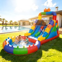 Toboggan aquatique gonflable double piste en PVC durable pour adultes, enfants et fêtes de famille – Équipement de jeu aquatique d'extérieur