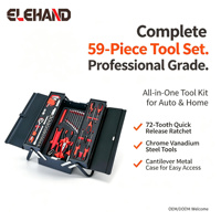 Ensemble d'outils professionnel Elehand de 59 pièces avec boîte en métal, kit de clés à douilles avec pinces et tournevis pour réparation mécanique