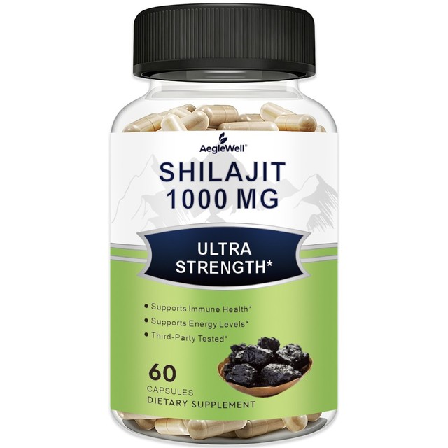 AegleWell OEM Shilajit Capsules 1000mg Ultra Strength Supports Immune & Energy Levels 60 Capsules