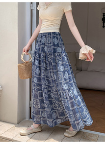 Gonna a trapezio da donna 2025 con elastico in vita da vacanza in stile hawiano con stampa gonna in Chiffon fodera da spiaggia estiva - Product Image 4