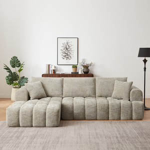 L-Shape Convertible Luxury Sectional Oversized Set Minimalist Design Comfy Sleeper Couch for Apartment Living Room - Product Image 1