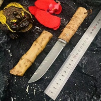 Couteau de chasse haut de gamme avec étui en bois, couteau EDC professionnel pour collection, couteau tactique de camping en acier Damas OEM