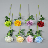 Vente en Gros Roses de Bourgogne Roses de Rose Artificielles avec Tige pour Décorations de Mariage