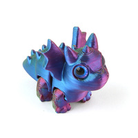 Ornamen Triceratops 3D Print PLA Desain Baru 2026 Gantungan Kunci Naga Terbang Lucu dengan Sayap yang Dapat Digerakkan