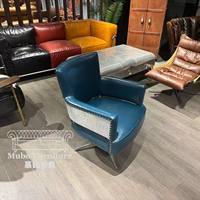 Chaise de bureau en cuir véritable de style aviateur, fabriquée aux États-Unis, au design industriel rétro, capitonnée, idéale pour la chambre à coucher.