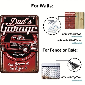 Juego de Letreros Metálicos con Temática de Garaje Vintage, Decoración Retro para Pared de Garaje, Taller o Cuarto de Hombre - Product Image 2