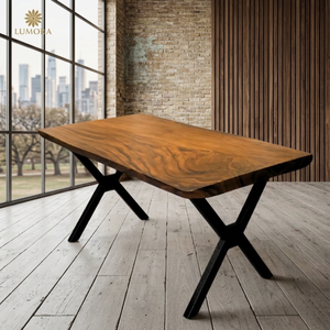 Mesa de Comedor Moderna Aston de Madera Maciza Cuadrada (Patas de Metal) - Hecha a Mano, Multiusos, Requiere Ensamblaje - Para Uso en Hoteles y Apartamentos - Product Image 6