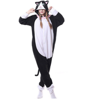 Pyjama une pièce à thème animalier mixte pour adultes, en polyester/coton, taille élastique, pour l'hiver, à porter de jour comme de nuit