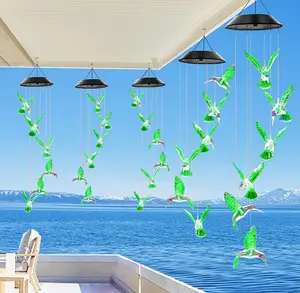 热卖创意太阳能蜂鸟风铃灯LED花园装饰防水吊灯